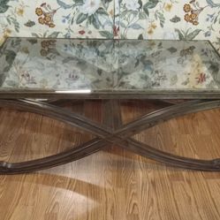 Glass Top Coffee Table--Hollywood Regency Style