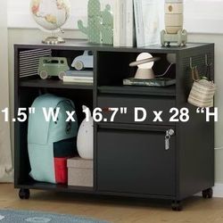 🥨31.5"Wx16.7"D x28” H Metal Lateral Rolling Printer Stand Filing Cabinets with Shelves for Office-Storage A4/F4/Letter/Legal