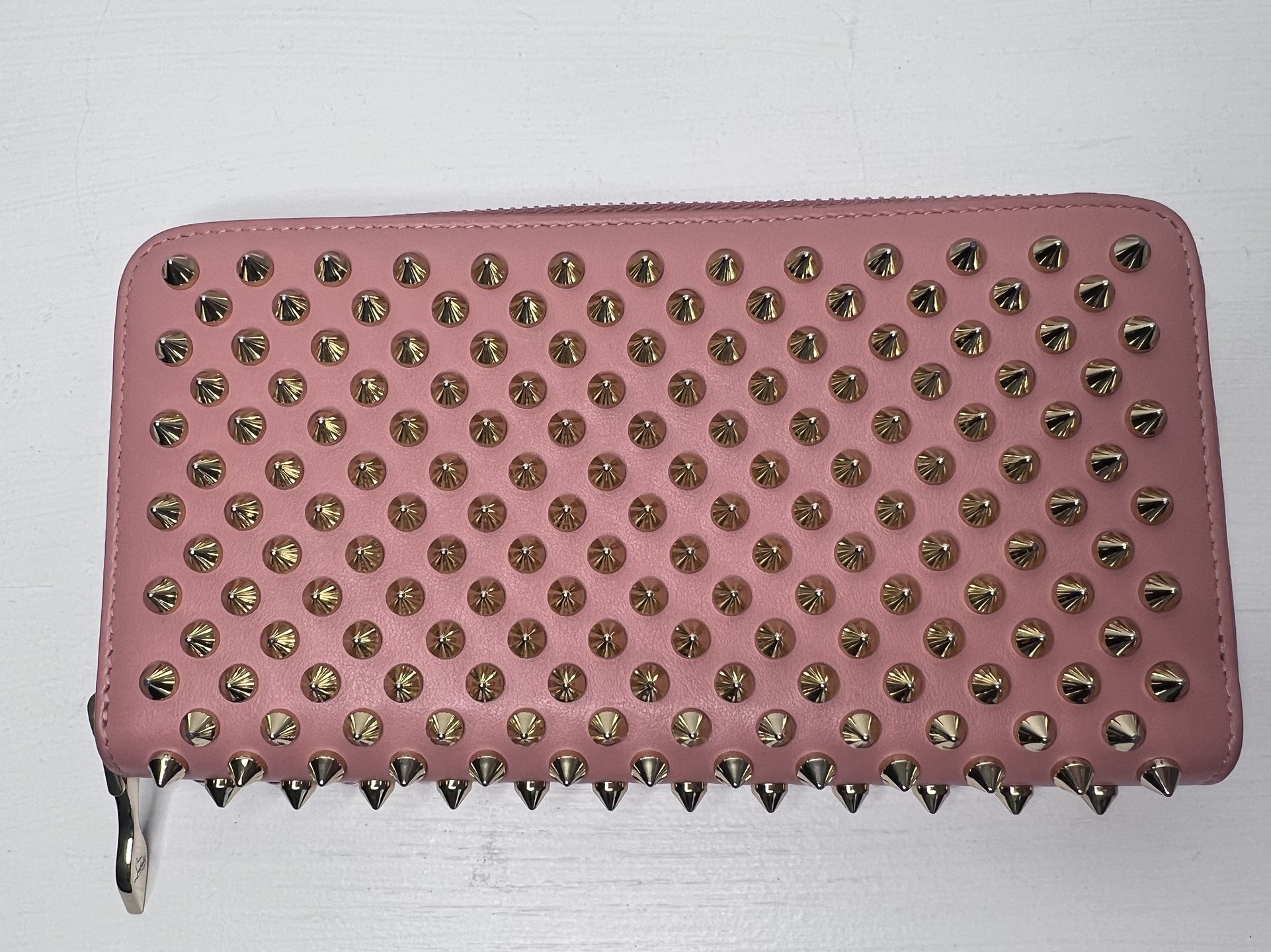 Authentic Christian Louboutin Spike Zippy Wallet Pink