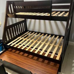 TWIN OVER FULL BUNK BED WITH TRUNDLE new WOODEN BUNK LITERA 
