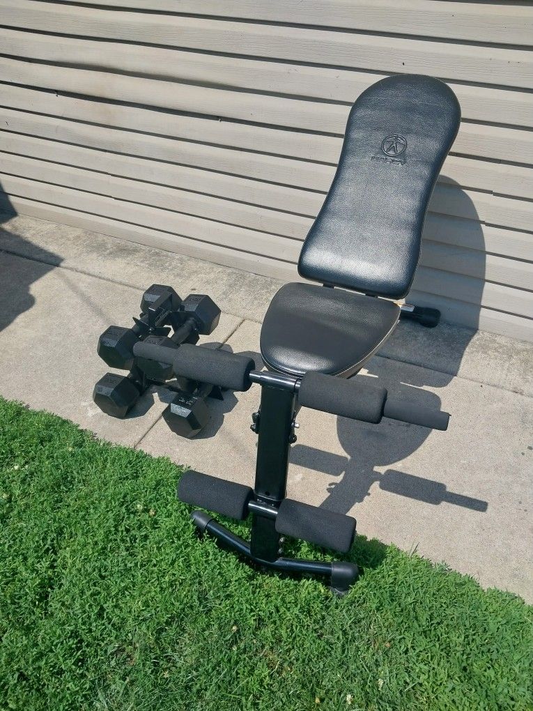Marcy Bench /2 Set Rubber Coat Dumbbells Set /Dumbbell Rack