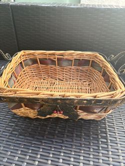 Wicker Basket with Holiday Metal Trim