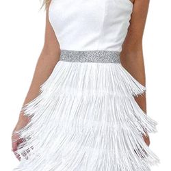 White Fringe Dress 