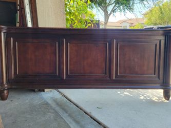 Dark Wood Bed Headboard and Footboard