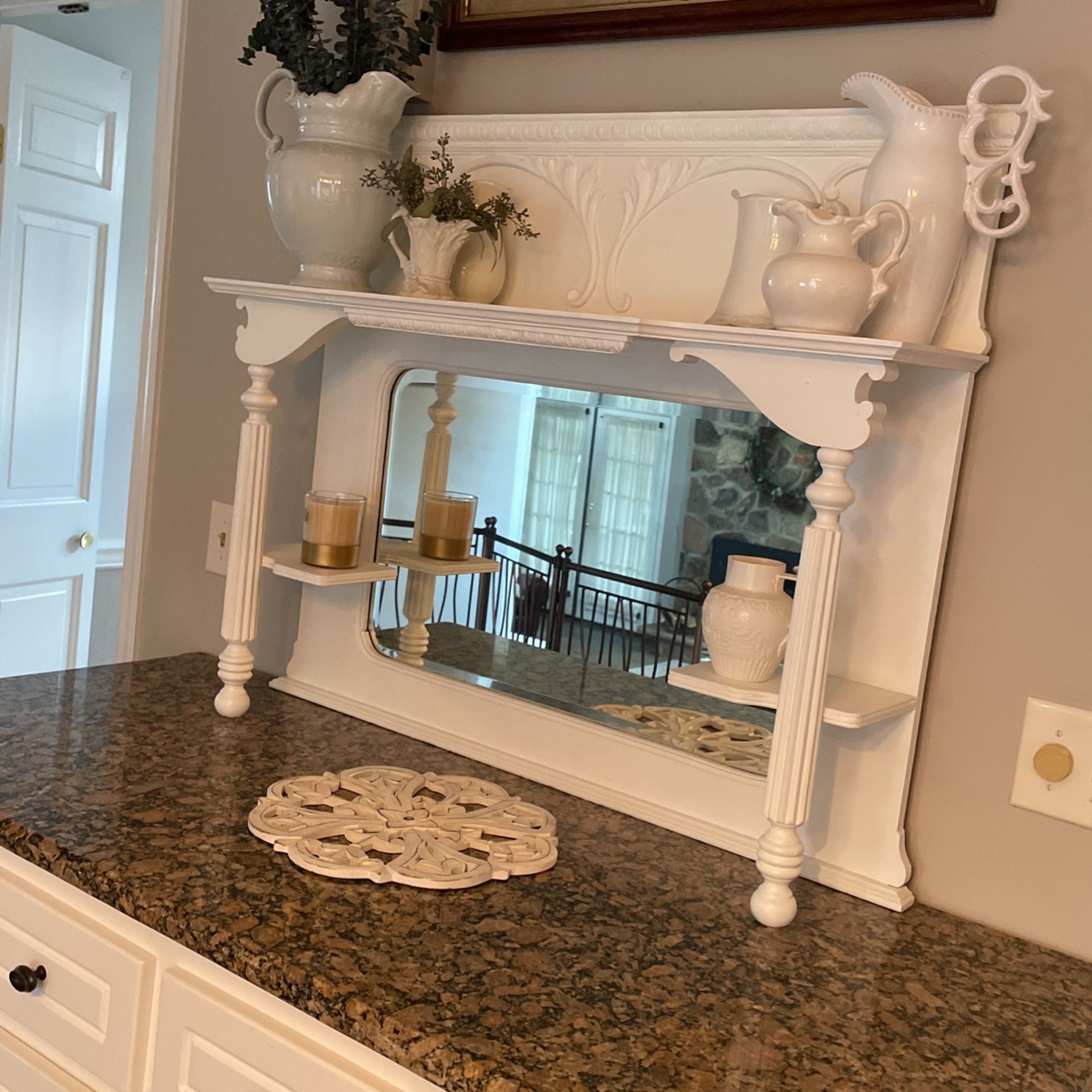 Antique Display Piece Hutch Buffet Top Ornate White