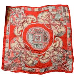 Hermes Red & Pink Washington’s Carriage 100% Cashmere Silky Shawl Scarf