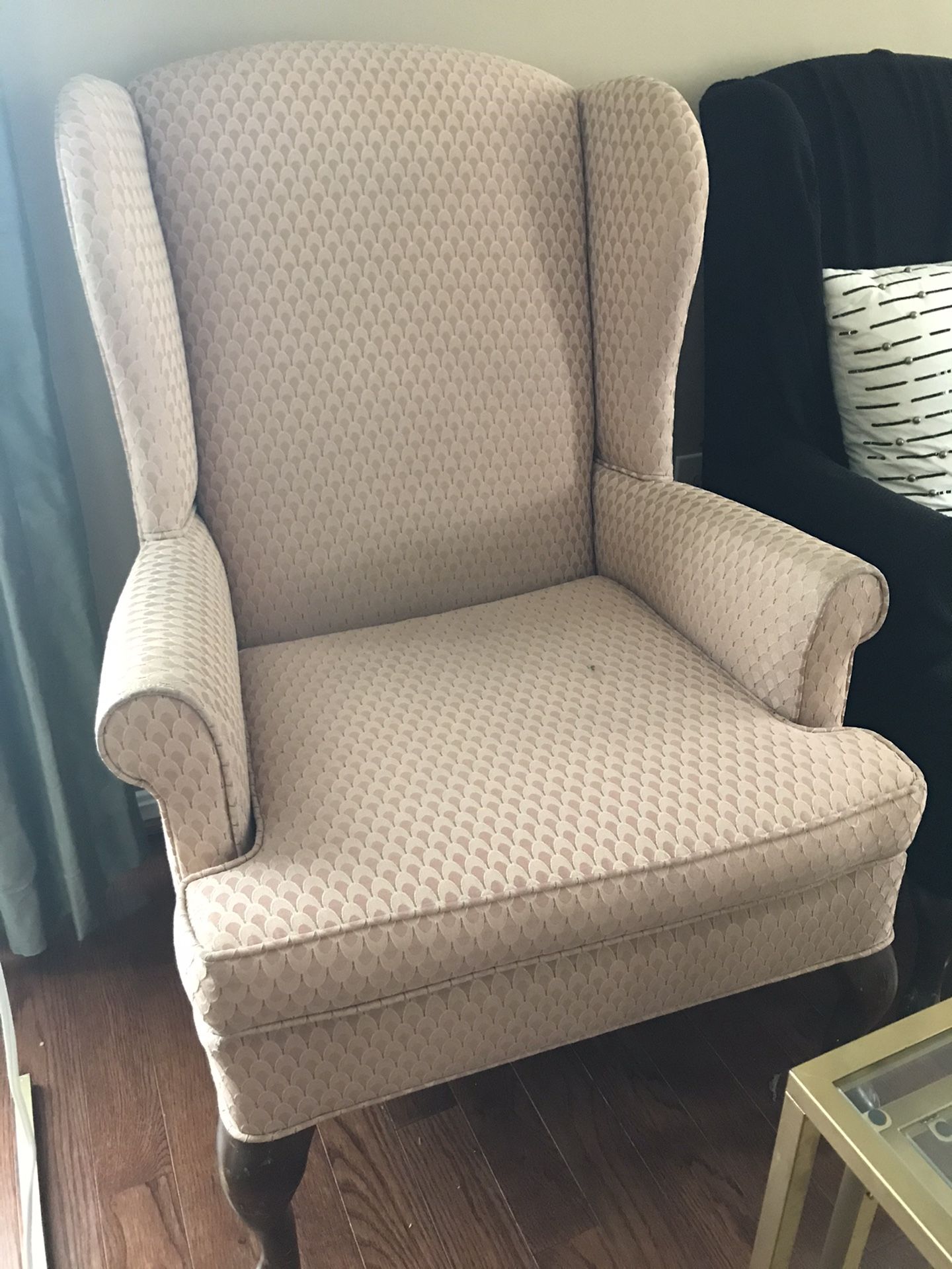 2 Pink Vintage Wingback Chairs