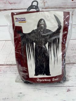 Soul Taker Grim Reaper Ghoul Death Dress Up Halloween Adult Costume Sz xl mask