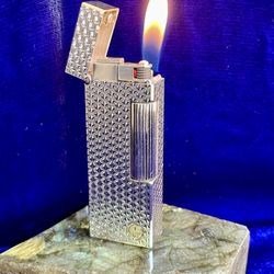 Vintage Botanical Silver Dunhill Lighter Mint Condition Works 1 Year Warranty 