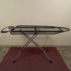 Large, BLACK Ventilated-Metal, Adjustable-Height Ironing Board with Iron Caddy - price as posted is firm.