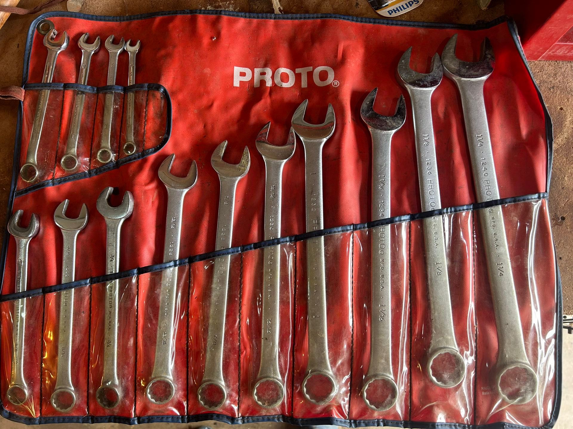 Proto Professional Combo Wrench Set Made In USA sae Standard 