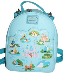 LOUNGEFLY Disney DISNEYLAND 65th Anniversary Blue Mini Backpack Bag Purse