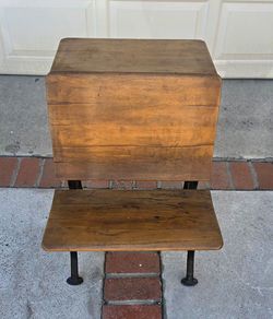 Vintage Wood and Cast Iron Child's Fold Up Bench School Pre-owned Good Condition, Please Read The Description.