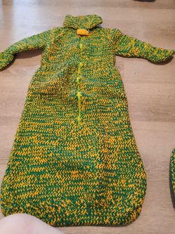 Handknitted Bunting For Little One's Green And Yellow
