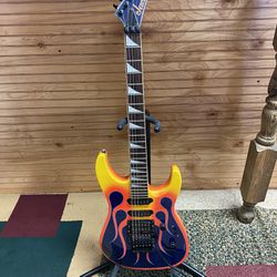 Jackson  Dinky 2 Hot Rod  Custom 2003 Flame painted hotrod & Navy blue electric Guitar 