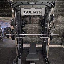 Smith Machine, Pulley System, Power Rack, Rubber Weights, Dumbbells 