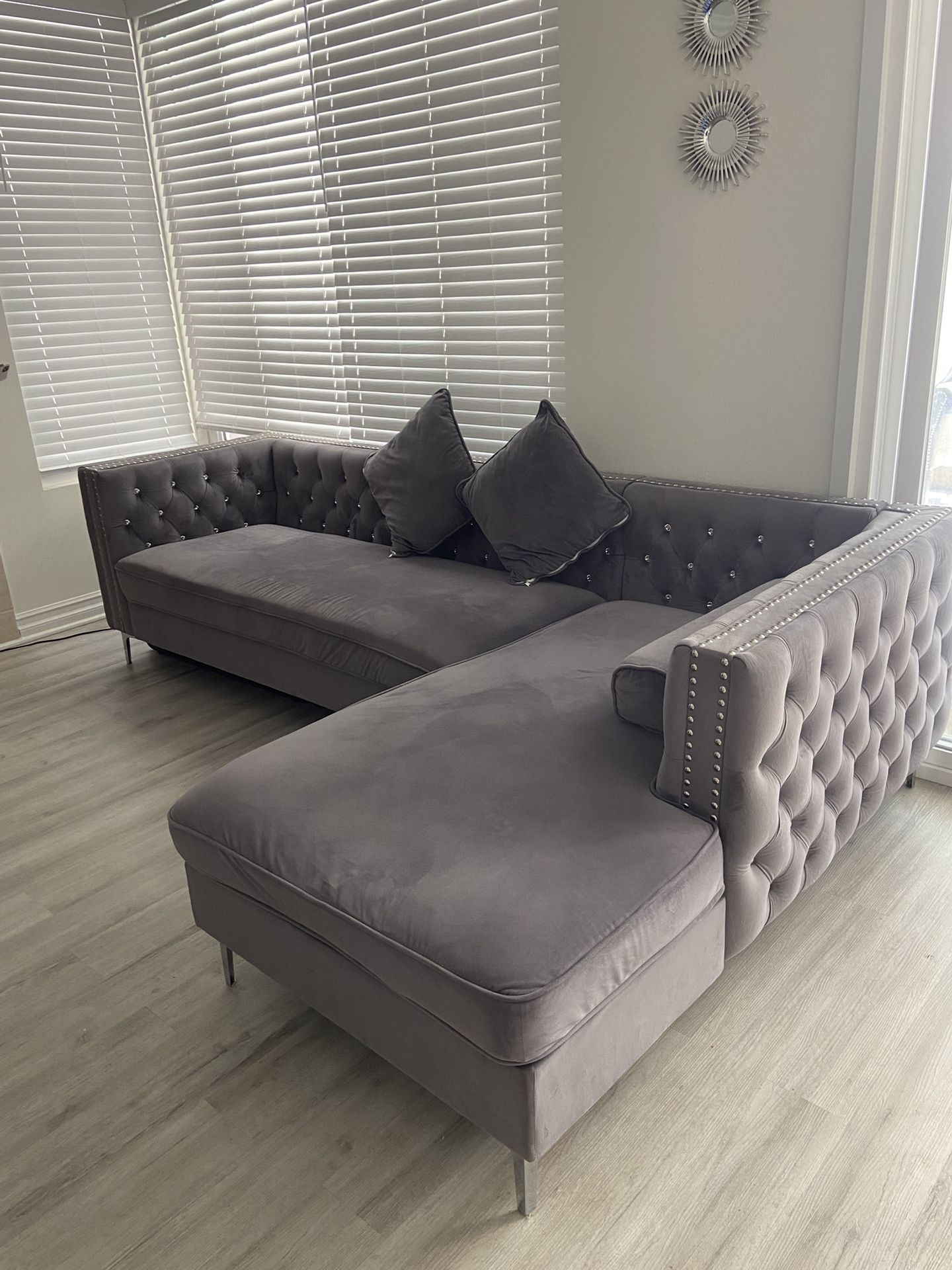Grey Velvet Sectional Sofa