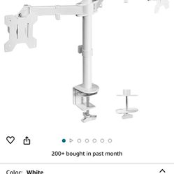 VIVO Dual Monitor Desk Mount, Heavy Duty Fully Adjustable Steel Stand, Holds 2 Computer Screens up to 32 inches and Max 22lbs Each, White, STAND-V032W