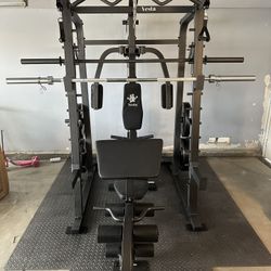 Vesta Fitness Smith Machine 2001 w/Bench Attachment | 230lb Bumpers Weights | 7ft Olympic Bar | Fitness | Gym Equipment | FREE DELIVERY 🚚 