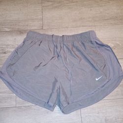 Nike Dri-fit Womens Shorts Gray With Purple Trim Size Large 