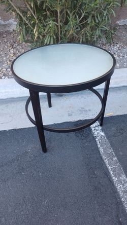 Round Frosted glass side table