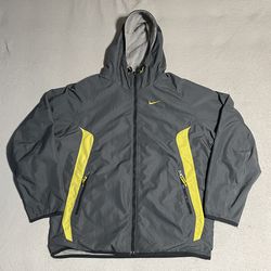 Vintage Large Nike Y2K 2000s Jacket Hooded Swoosh Reversible Jacket Fleece