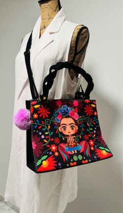 New Frida Kahlo Artisan Medium Bag – Velvet Back – Includes Crossbody Strap