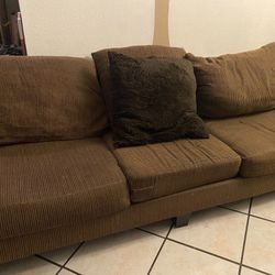Brown Material Sofa N Love Seat