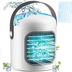 Portable Air Conditioner,Personal Air Cooler, 3-in-1 Evaporative with 3 Speeds,Ice Packs,2500 mAh Battery (White upgrade)