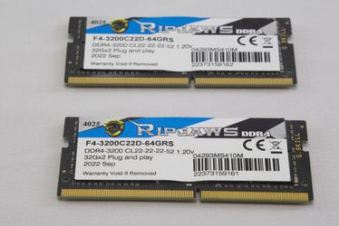 G.SKILL Ripjaws 64GB (2x32GB) DDR4-3200 SO-DIMM F4-3200C22D-64GRS