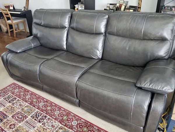 ashley gray leather sofa