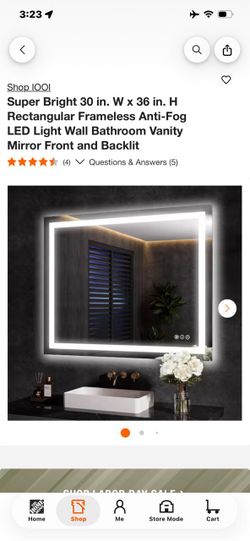 30x36 Frameless LED Backlit Bathroom Vanity Mirror