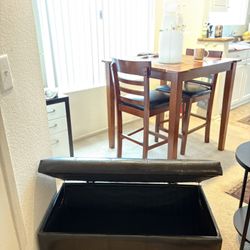 📦 Black Brown Faux-Leather Storage Bench / Ottoman 