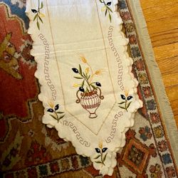 Embroidered Linen Table Runner