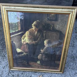 28 X 31  vintage pix. in glass wooden frame  