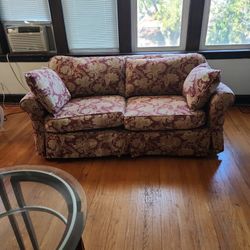 Red Renaissance Print  Loveseat Couch 
