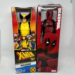 Marvel Titan Hero Series WOLVERINE & DEADPOOL COMPLETE w/ SWORD 12" Figures