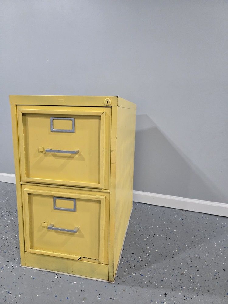 2 Drawer Yellow Filing Cabinet