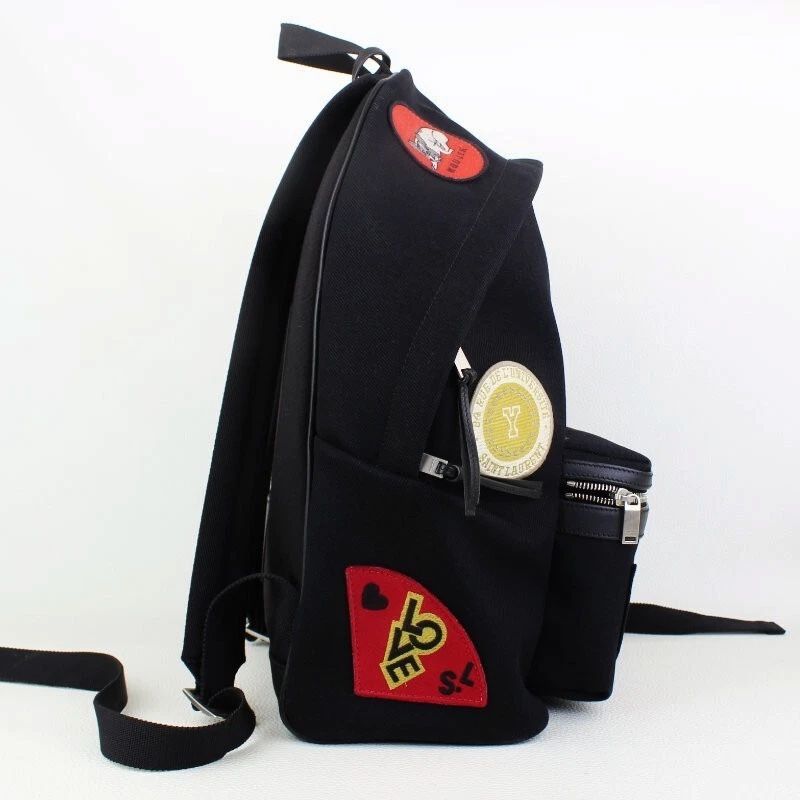 YSL Yves Saint Laurent Twill Patches City Backpack Black