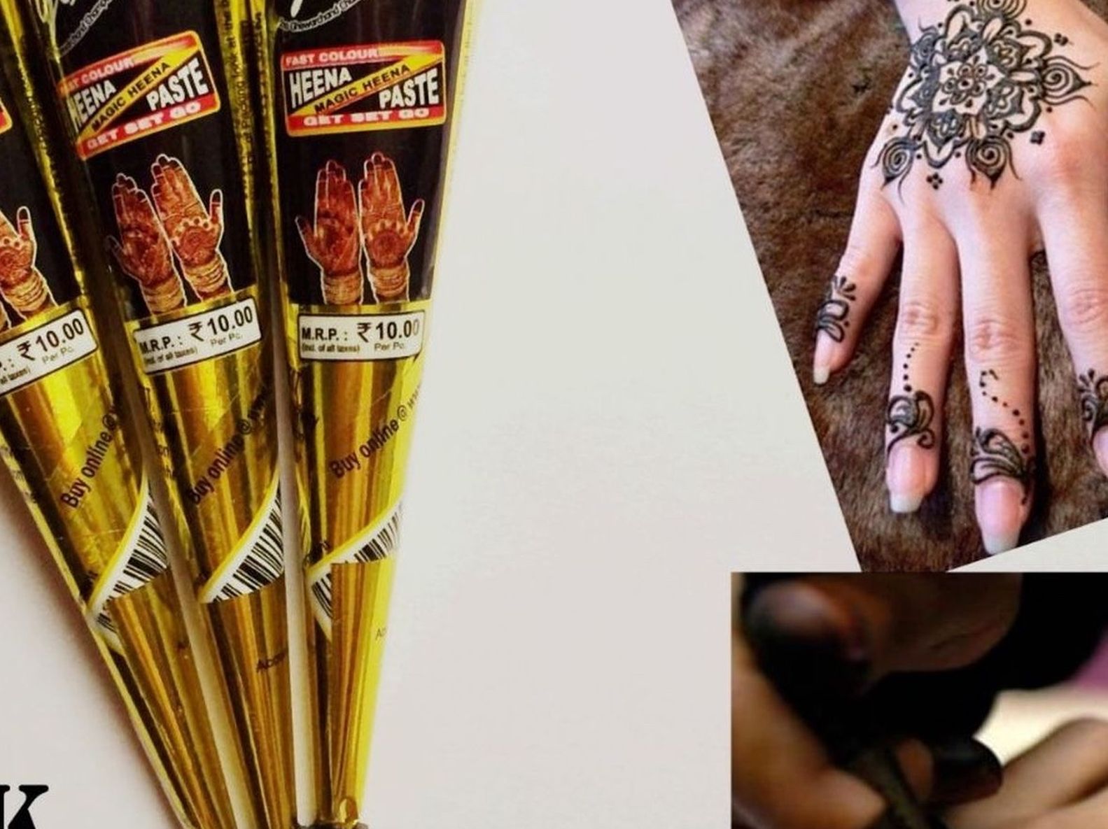 12 piece black natural henna Cone temporary tattoo kit plus free stencils