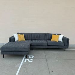 |FREE DELIVERY| Living Spaces Charcoal Grey Microfiber L Shaped Sectional