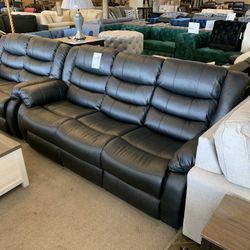 Black Leather Sofa Loveseat And Chair Recliner Set 