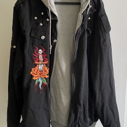 Men’s Black Size 5X “Blac Label” Hoodie Jacket With Gray Insert