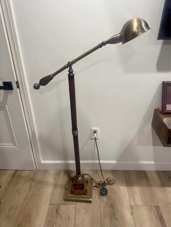 Vintage Uttermost "Dalton" Counterbalance Floor Lamp – Aged Bronze & Wood