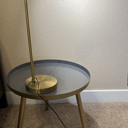 Bedside table and lamp