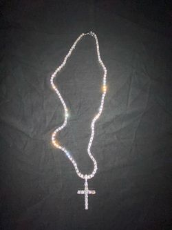 Tennis necklace with cross pendant stainless steel