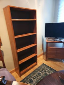 Tall Wood Bookcase with 6 Shelves