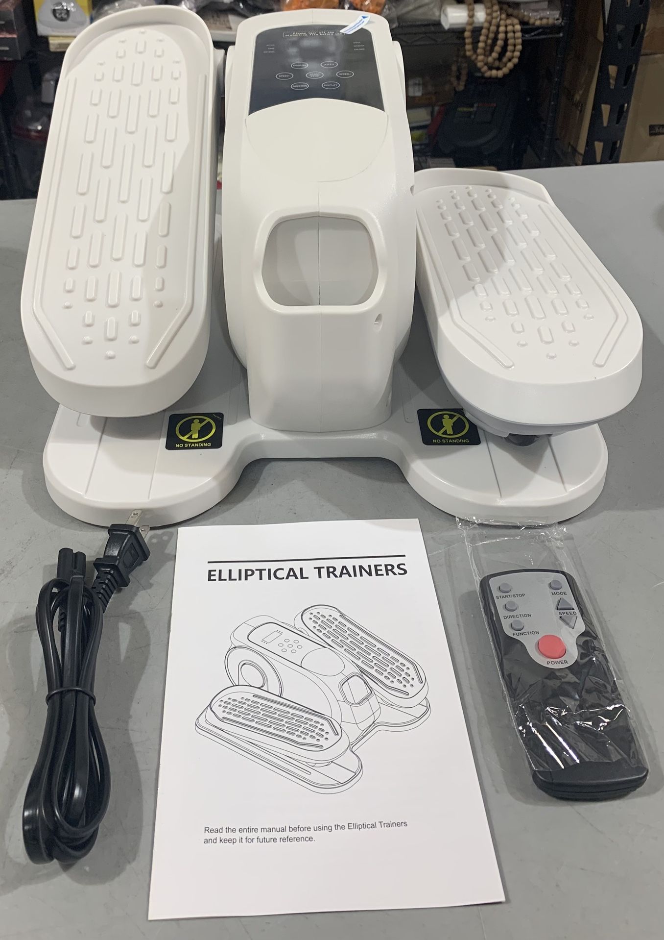 Under Desk Elliptical Machine, Portable Quiet Compact Leg Exerciser with Remote Control and LCD Display Monitor