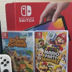 SWITCH OLED - INCLUDES GAMES AND CONNECTORS 