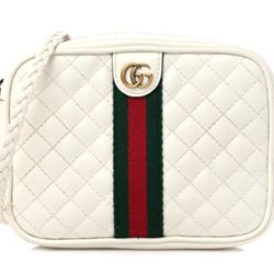 Gucci White Quilted Leather Crossbody Bag